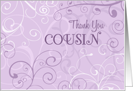 Purple Swirls Cousin Thank You Maid of Honor Card