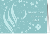 Turquoise Floral Cousin Flower Girl Thank You Card