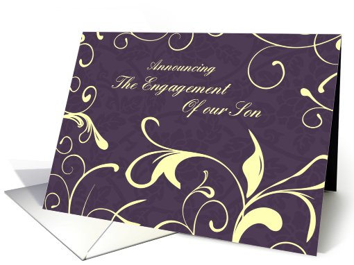 Purple Yellow Engagement of our Son Announcement card (616759)