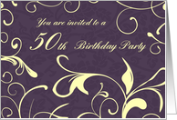 Purple Yellow 50th Birthday Party Invitation Card