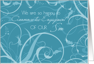 Turquoise Son Engagement Announcement Card