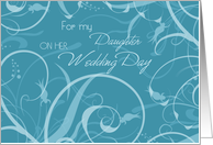 Turquoise Floral Congratulation Daughter Wedding Day Card