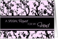 Pink Black Blossoms Friend Matron of Honor Invitation Card