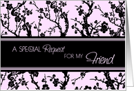 Pink Black Blossoms Friend Maid of Honor Invitation Card