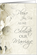 White Flowers Wedding Anniversary Party Invitation Card
