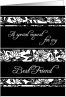 Black and White Floral Best Friend Chief Bridesmaid Invitation Card