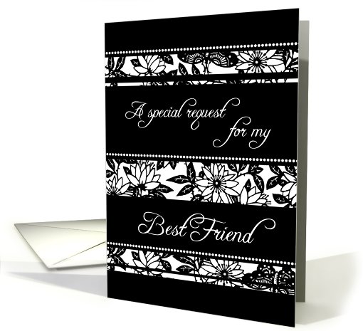 Black and White Floral Best Friend Maid of Honour Invitation card