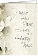 White Flowers Just Married Announcement Card