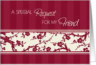 Burgundy Floral Friend Honorary Bridesmaid Invitation Card