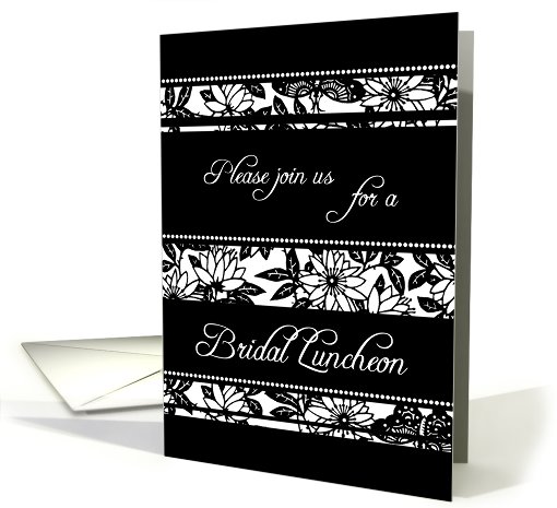 Black and White Floral Bridal Luncheon Invitation card (631529)