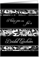 Black and White Floral Bridal Luncheon Invitation Card