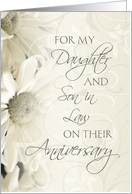 White Floral For Daughter & Son in Law Happy Wedding Anniversary Card