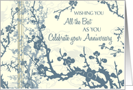 Blue Floral In Laws Anniversary Card