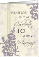 Beige Purple Floral 10th Anniversary Invitation Card