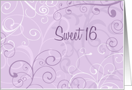 Purple Swirls 16th Birthday Party Invitation Card