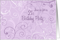 Purple Swirls 21st Birthday Party Invitation Card