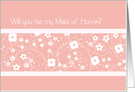 Pink White Flowers Friend Maid of Honor Invitation Card