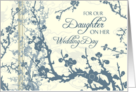Blue Floral Congratulations to our Daughter Wedding Card