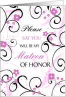 Matron of Honor Invitation, Pink Floral card