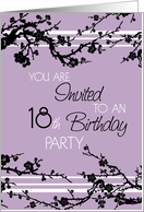 18th Birthday Party Invitation Card - Purple and Black Floral card