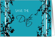 Save the Date Wedding Anniversary Card - Turquoise and Black Floral card