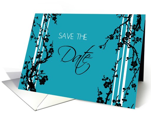 Save the Date Card - Turquoise and Black Floral card (656017)
