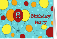 5th Birthday Party Invitation Card - Colorful Balloons card