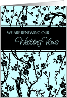 Wedding Vow Renewal Invitation Card - Turquoise and Black Floral card