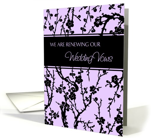 Wedding Vow Renewal Invitation Card - Purple and Black Floral card
