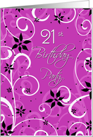 21st Birthday Party Invitation Card - Pink Black Swirls card