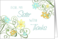 Thank You Matron of Honour Sister Card - Garden Flowers Floral card