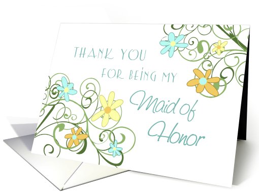 Thank You Maid of Honor Card - Garden Flowers Floral card (662934)