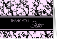 Thank You Matron of Honour Sister Card - Pink and Black Floral card