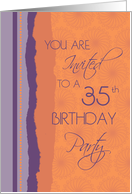 35th Birthday Party Invitation Card - Purple and Orange card
