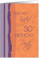 50th Birthday Party Invitation Card - Purple and Orange card