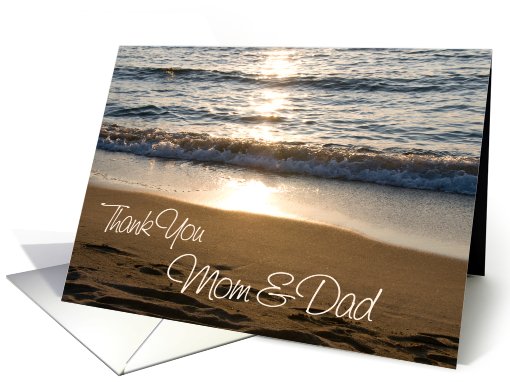 Parents Thank You Wedding Day Card - Wave at Sunset card (668334)
