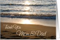 Parents Thank You Wedding Day Card - Wave at Sunset card