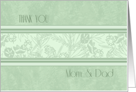 Parents Thank You Wedding Day Card - Green Floral card