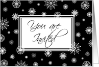 New Year’s Eve Party Invitation Card - Black and White Snowflakes card