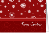 Merry Christmas Card - Red White Snowflakes card