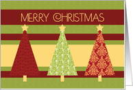 Merry Christmas Card - Red and Green Pattern Trees card