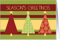 Christmas Season’s Greetings Boss Card - Red and Green Pattern Trees card