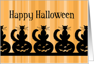 Happy Halloween for Kids Card - Orange Stripes Black Cats card