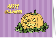 Happy Halloween From Babysitter Card - Purple and Orange Pumpkin card
