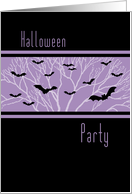 Halloween Block Party Invitation Card - Purple Black Bats card