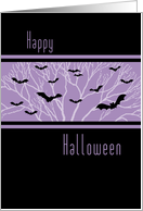 Happy Halloween for Babysitter Card - Purple Black Bats card