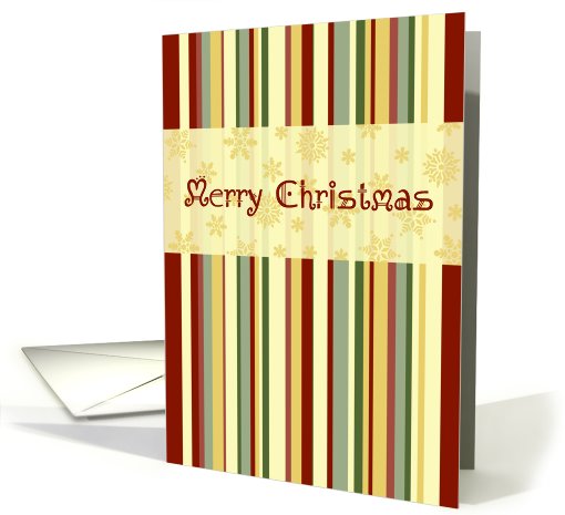 Merry Christmas Card - Red Green Yellow Stripes card (680550)