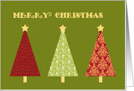 Merry Christmas Card - Green Pattern Christmas Trees card