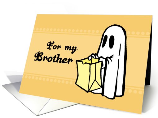 Happy Halloween for Brother - Orange Ghost card (685443)