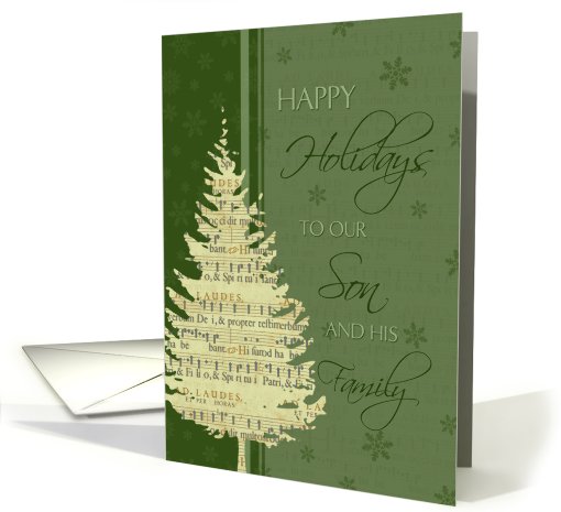 Happy Holidays Son and his Family Christmas Card - Green Tree card